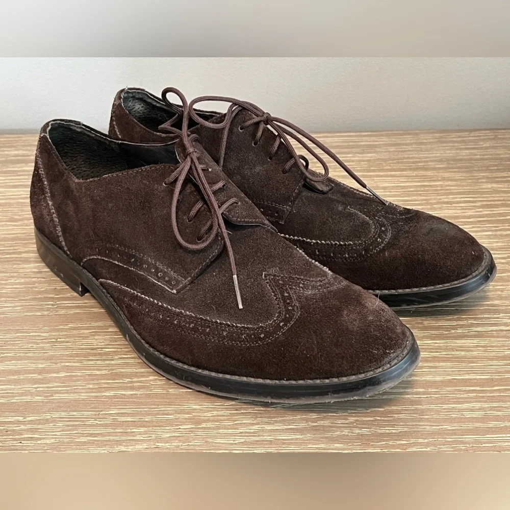 Calvin Klein Brown Suede Men’s Wingtip Oxfords 9‎
